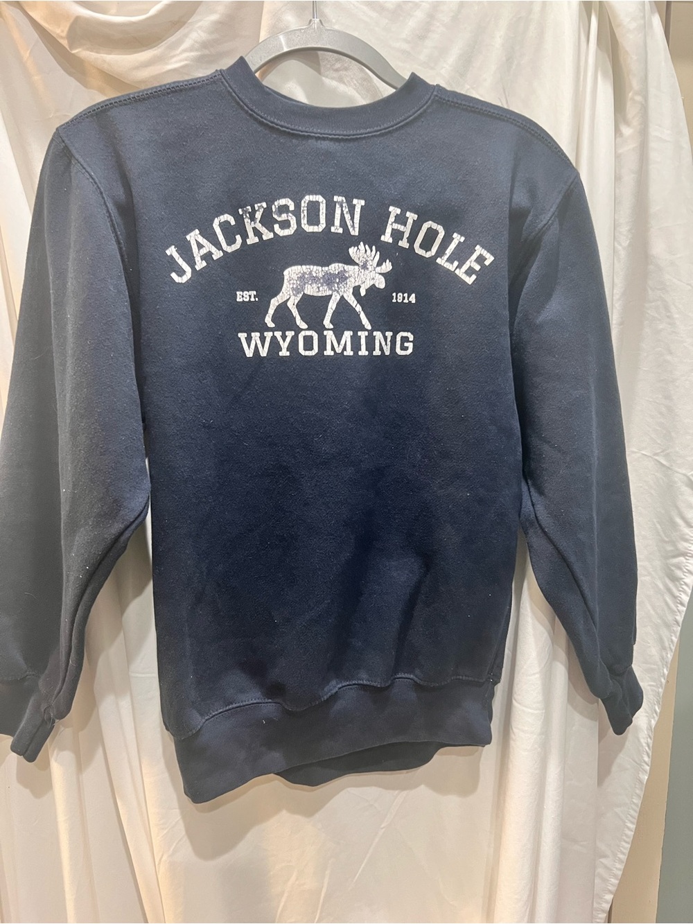 Jackson Hole Wyoming Navy Logo Crewneck Sweatshirt